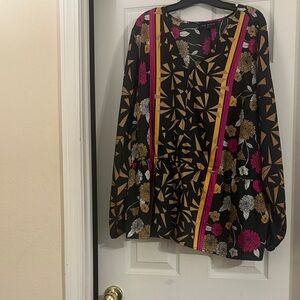 Lane Bryant Pink and Black Patterned Top